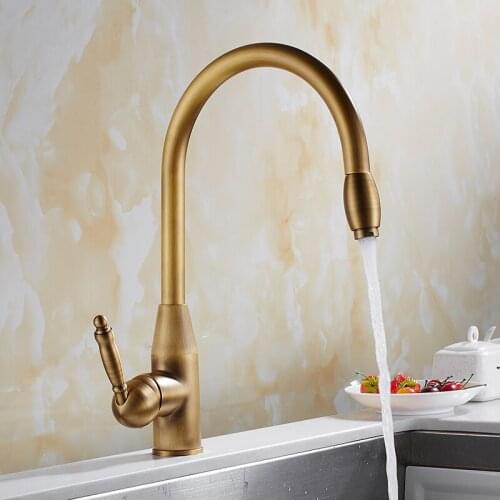 Kitchen Faucets Antique Bronze Single Handle Pull Out Kitchen Tap Single Hole Handle Swivel 360 Degree Water Mixer Tap Mixer Tap