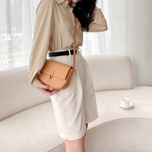 OUSSON New Design Small Square Leather One-Shoulder Bag Exquisite Female Retro Crossbody Bag