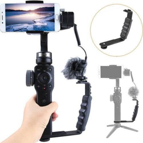 L Mic Stand With 2 Hot Shoe for Zhiyun Smooth Q 4 Stabilizer/Feiyu Gimbal/ By-MM1 Microphone/Video Light Stand/For iPhone 7