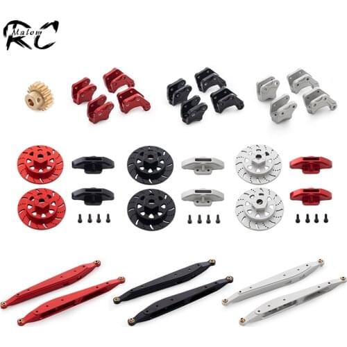 Metal Chassis Suspension Links Rear Trailing Arm 12mm Hex Rotor Caliper Set 17T Pinion Gear for Axial RBX10 Ryft Rock Bouncer