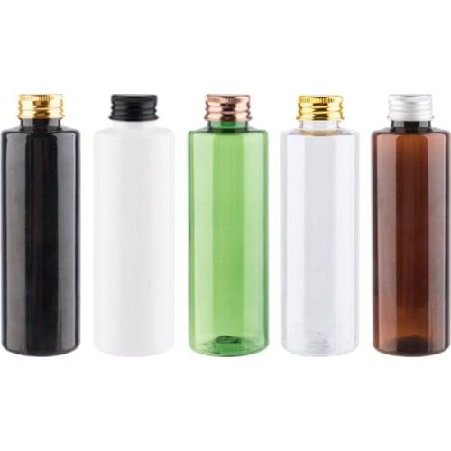 150ml Aluminum Screw Lid Refillable Bottles Lotion Container 150cc Shampoo Shower Gel Bottle White Green Brown Bottles Cosmetics