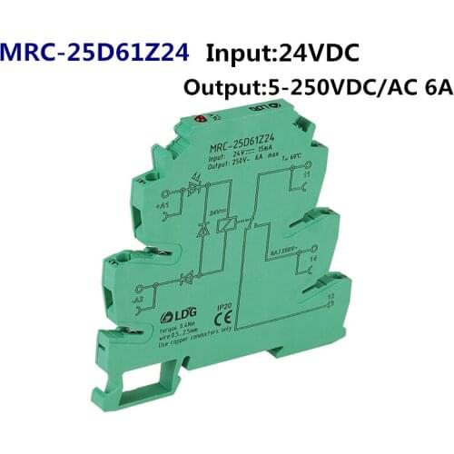 MRC-25D61Z24 6A input DC24V DIN rail PLC interface module relay board ultra-thin 1NO+1NC PLC relay output amplifier