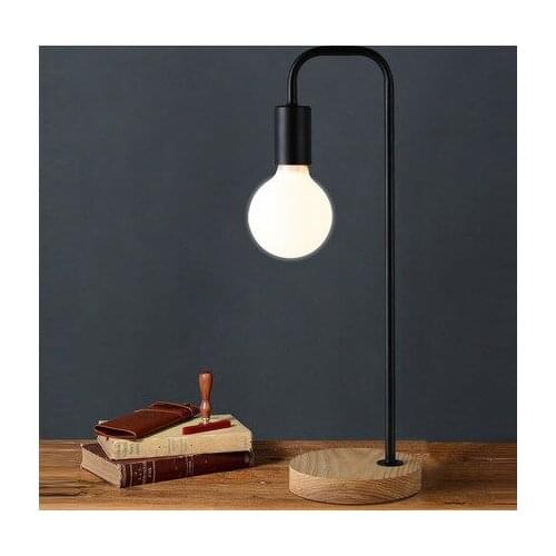 Student desk nightlight creative personality bedroom study modern simple bedside lamp wooden base desk lamp