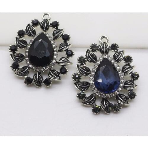 New 10pc 25*30mm Oval Retro Color Glass Crystal Brooch Buttons DIY Metal Weddign Pendant Clothing Decorative Beauty Accessories