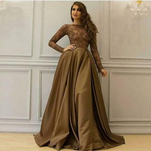 New Arrival High Neck Long sleeve evening dress Dubai Kaftan Evening gowns A-Line Formal dress vestido de noche largo