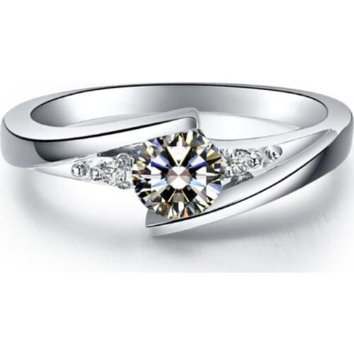 Solid Platinum PT950 Ring 0.5CT Diamond Women Engagement Ring Shiny Forever Best Wedding Anniversary Ring Statement Gift For Her