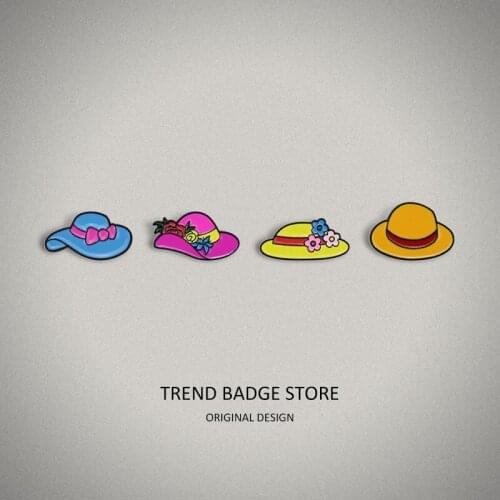 Creative Japan and Korea sweet cartoon color hat brooch dress soft sister lovely straw hat beach hat brooch