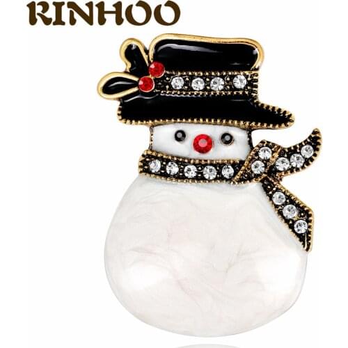 RINHOO Fashion Enamel Snowman Brooch Pins Cute Cartoon Xmas Snowman Brooches for Women Kids Christmas Gifts Clothes Accessories