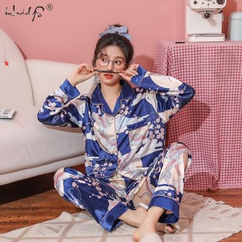 Silk Pjs for Womens Satin Pyjama Pajama Set Long Sleeve Casual Sleepwear Nightwear Comfortable Animal Loungewear Satin M-5XL