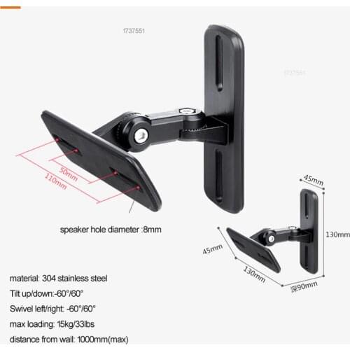 1pair) SW15D new universal 304 stainless steel alloy sound SPEAKER WALL bracket mount Audio stand hanger Load 10kg 22lbs