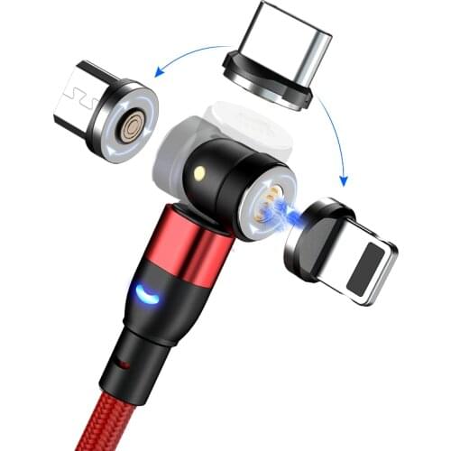 ZUIDID 540 degrees Rotate Magnetic Cable Fast Charging Magnet Charger Micro USB Type C Cable Mobile Phone Wire Cord For iPhone