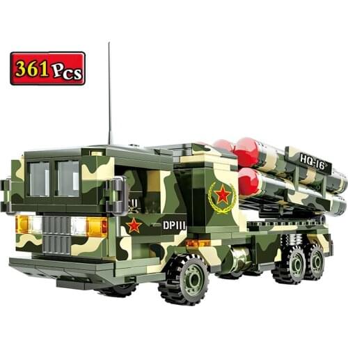 WW2 Military Series World War II Army HQ-16 Medium-Range Missile Vehicle MOC Building Blocks Bricks Toys Gifts