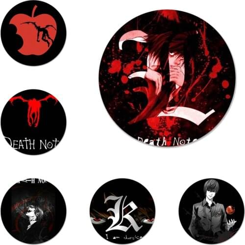 Anime Death Note Ryuk kiras Icons Pins Badge Decoration Brooches Metal Badges For Clothes Backpack Decoration 58mm