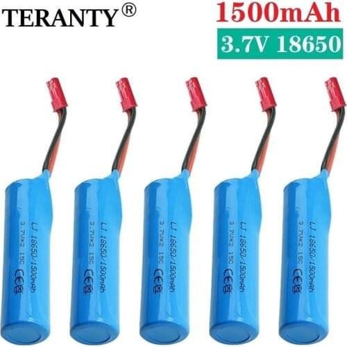 1/2/3/5/10Pcs 3.7v 1500mah 18650 15C Li-ion Battery For RC Stunt Car Q85 Q70 Rc Car Toys JST Plug RC Boat Water soft Gun Battery
