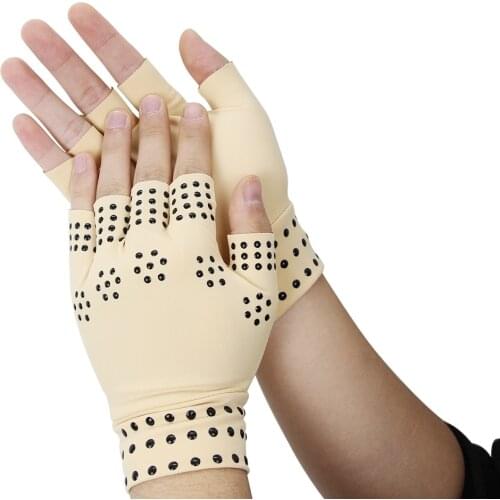 1 Pair Magnetic Therapy Fingerless Gloves Anti Arthritis Pain Relief Compression Therapy Gloves Heal Joints Sport Wrist Support