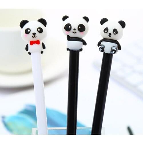 24Pc/lot Creative Cute Chinese Panda Gel Pens Funny Kawaii Blue Rollerball Ballpoint Stationery Store Back to School Stuff Thing