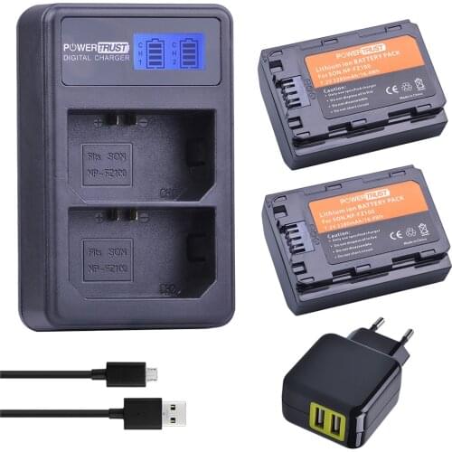 2x NP-FZ100 NPFZ100 NP FZ100 Battery+AC Adapter LCD Dual USB Charger for Sony BC-QZ1 Alpha 9 9R A9R 9S ILCE9 A7R A7 III ILCE-7M3