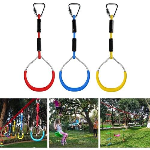 3 pieces swing bar ring colorful backyard outdoor gymnastics ring ninja obstacle course kit outdoor childrens playground toy