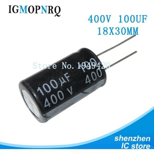 5pcs 400V100UF 18*30MM 100UF 400V 18*30 new aluminum electrolytic capacitor