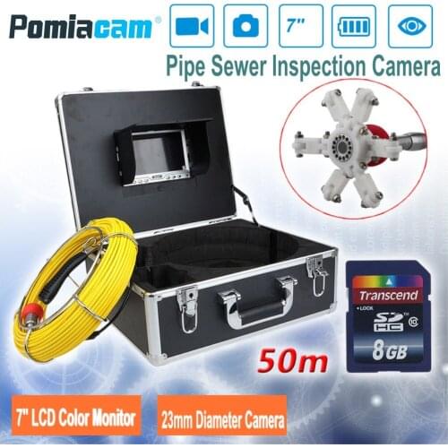 7"TFT Monitor Snake Video Camera 7D1 50M Industrial Pipeline Endoscope Camera 23mm Pipe Drain Sewer Inspection Camera System