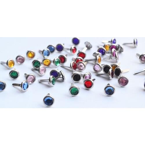 8 x 12mm Decorative Diamond BRADS DIY Rhinestone Brads Scrapbooking Album Paper Crafts Embellishments Assorted Colors 50pcs/set