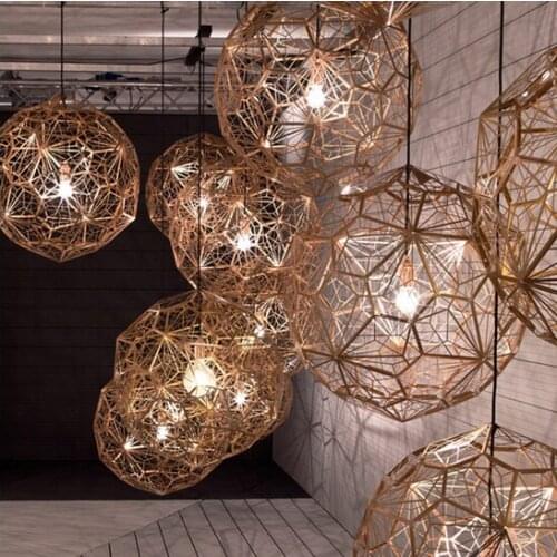 American Industrial Round Ball Droplight Silver Gold Copper European Pendant Lights Fixture Home Indoor Lighting Restaurant Lamp