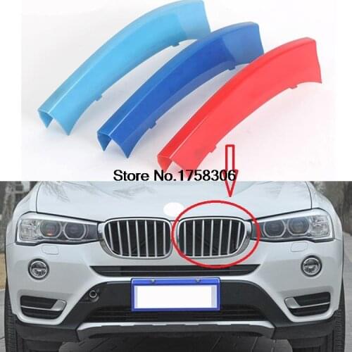Angelguoguo 3D Clip-on ABS 3 Colors Car Grille Sport Decoration Trim Strip for 2014-2015 BMW X3 X4 Series