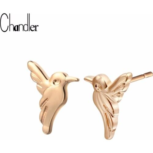 Chandler 2017 Hot Hummingbird Stud Earring Cute Small Bird Bird Earring Flying Blue Birds Ear Studs for Women Party Gifts