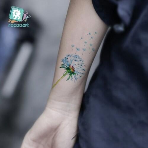 Rocooart SC553 Flower Temporary Tattoo Sticker Colorful Dandelion Tatuagem Hand Fake Tattoo For Girls Tatouage Women Flash Taty