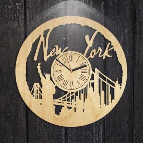 New York Wood Wall Clock, Travel Gift For Woman, Handmade Decor, New York Wood Wall Clock, Wall Clock Vintage, Gift For Men