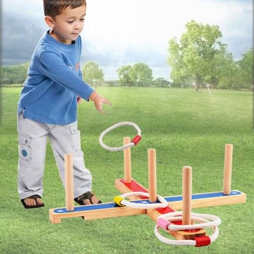 Wooden Ring Toss Stand Pegs & Hoops Outdoor Garden Game Affordable Family Summer Play Game Toys Parent Child Interactive Fun Toy