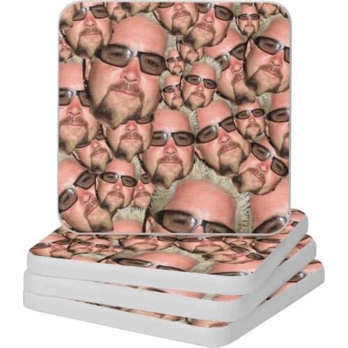 Guy Fieri Face Diatomite Square Round Shape Coaster Heat Insulation Cup Bonsai Mat Soap Toothbrush Pad Wholesale 10x10cm