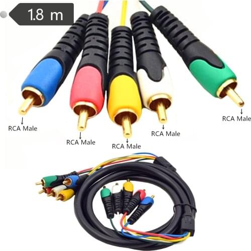 ERE 5-RCA Male to 5RCA Male RGB Component Audio Video Cable for HDTV - Gold Plated RCA to RCA