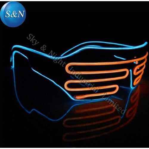LED EL double color el glasses (Orange+Ice Blue) Mix color EL LED shutter glasses +3V Inverter+Free Shipping