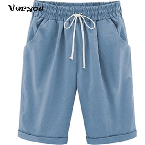 Summer Casual Pants Womens Capris Thin Middle Pants Large Womens Wear Womens Solid Color Shorts Hot Pants High Waisted Shorts