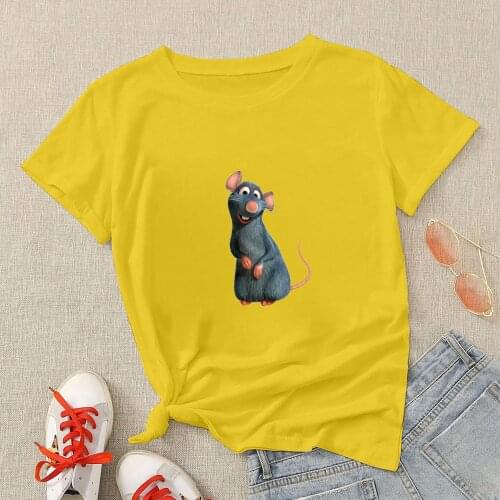 Ratatouille T-Shirt Y2K Fashion Perseverance Tee Disney Fomme Ratatai Remy Animation Womens Round Neck Top Summer Clothes