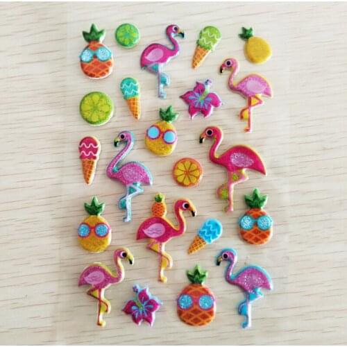 Cartoon 3D Crystal Flamingo Stickers Ice Cream Fruits Model Toys for Children Girl Birthday Gifts Classical Diary Books Ornament