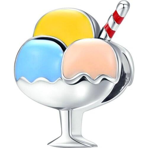 2021 New Alloy Silver Plated Ice Cream Diy Beads Fit Pandora Women Charm Bracelets & Bangles Necklace Jewelry Accessories