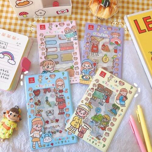 MINKYS New Arrival 4PCS/Pack No Trace Cute DIY Scrapbooking Sticker Journal Label Stickers Decorative Stickers Stationery