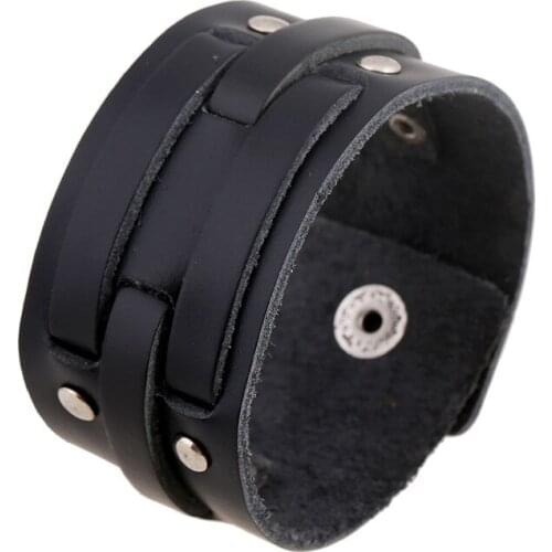 Genuine Leather Casual Simple Punk Accessory Wrap Punk Bracelet For Men New Arrival Adjustable Women Vintage Bracelets
