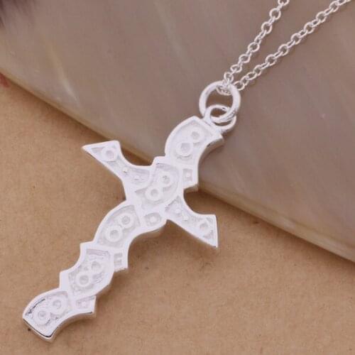 AN315 stearling silver color color Necklace silver color color fashion jewelry pendant bardian cross /bbtajtaa amrajdya