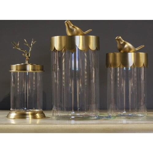 Gilded Glass Storage Jar with Lid Creativity Animal Decor Living Room Candy Organizer Kitchen Cereal Dispenser Home Decoration