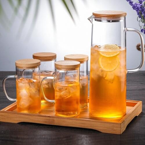 Simple Household Kettle Set Water Bottle Glass Teapot Juice Pot High Temperature 300ML Water Cup Tie Pot 1600ML Water Bottle Set
