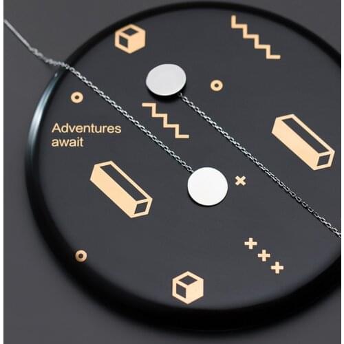 Real. 925 Sterling Silver jewelry glossy smooth Disc Coin Round Geometric Threader dangle Long earrings Womens GTLE2836