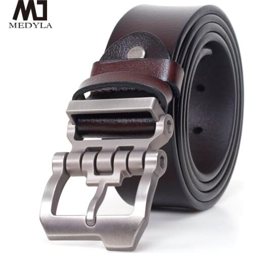MEDYLA Personality Buckle High Quality Luxury Brand Genuine Leather Belt for Men Casual Business Men Belts Vintage Jeans Strap