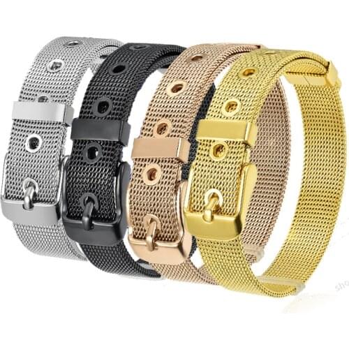 10mm/12mm/14mm/16mm/18mm Stainless Steel Adjustable Women Men Watch Bands For Watch Face Wrist Watchband 21cm wide, 1 Piece