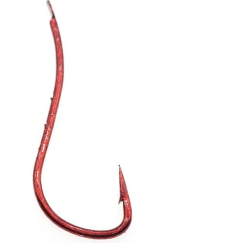 Rompin 100pcs/bag Fishing Ryusen hook red color Baitholder Central Draught Fish Hook Earth Worm High Carbon Steel Fishing Hooks