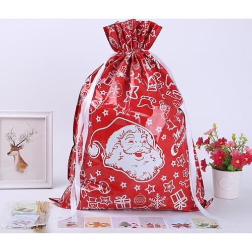 Santa Gift Bag Candy Bag Snowflake Crisp Bag Drawstring Bag Merry Christmas Decorations for Home New Year 2021 Presents Supplies