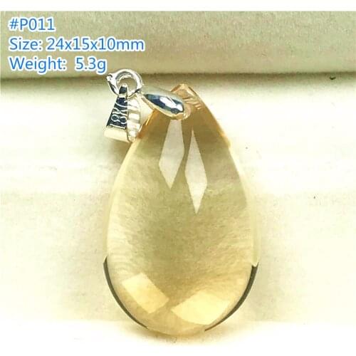 Top Natural Yellow Citrine Pendant Jewelry For Women Lady Men Quartz Silver Crystal 24x15x10mm Beads Water Drop Gemstone AAAAA