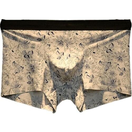 2021 Summer Ice Silk Men Underwear Seamless Transparent Boxer Shorts Ultra Thin Sheer Breathable Comfortable Panties Underpants